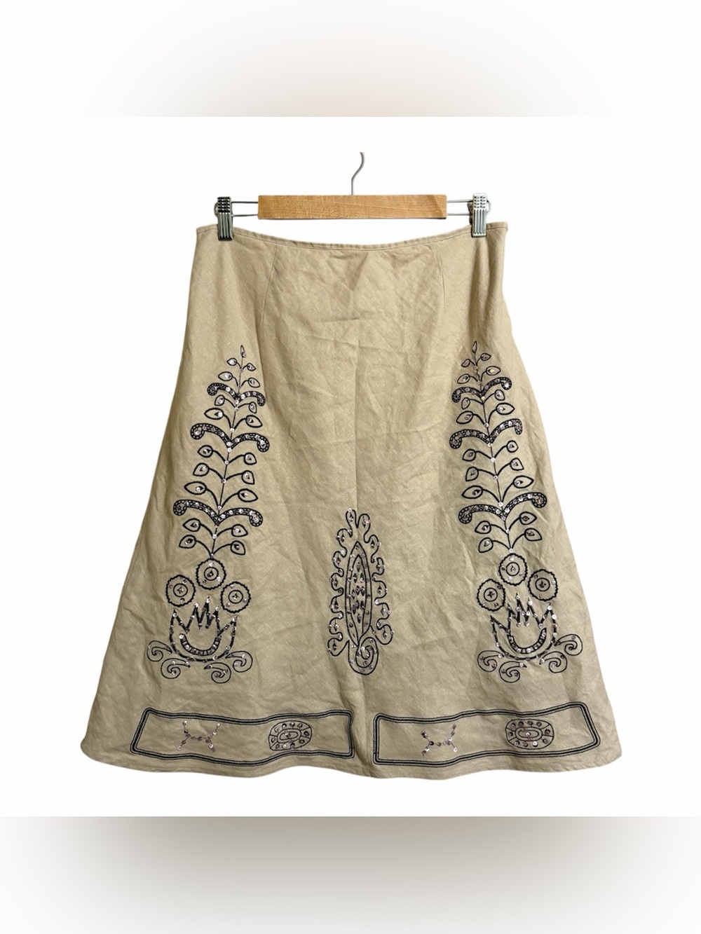 Y2k Carolyn Little Boho Sequin Fairy Midi Linen Skirt